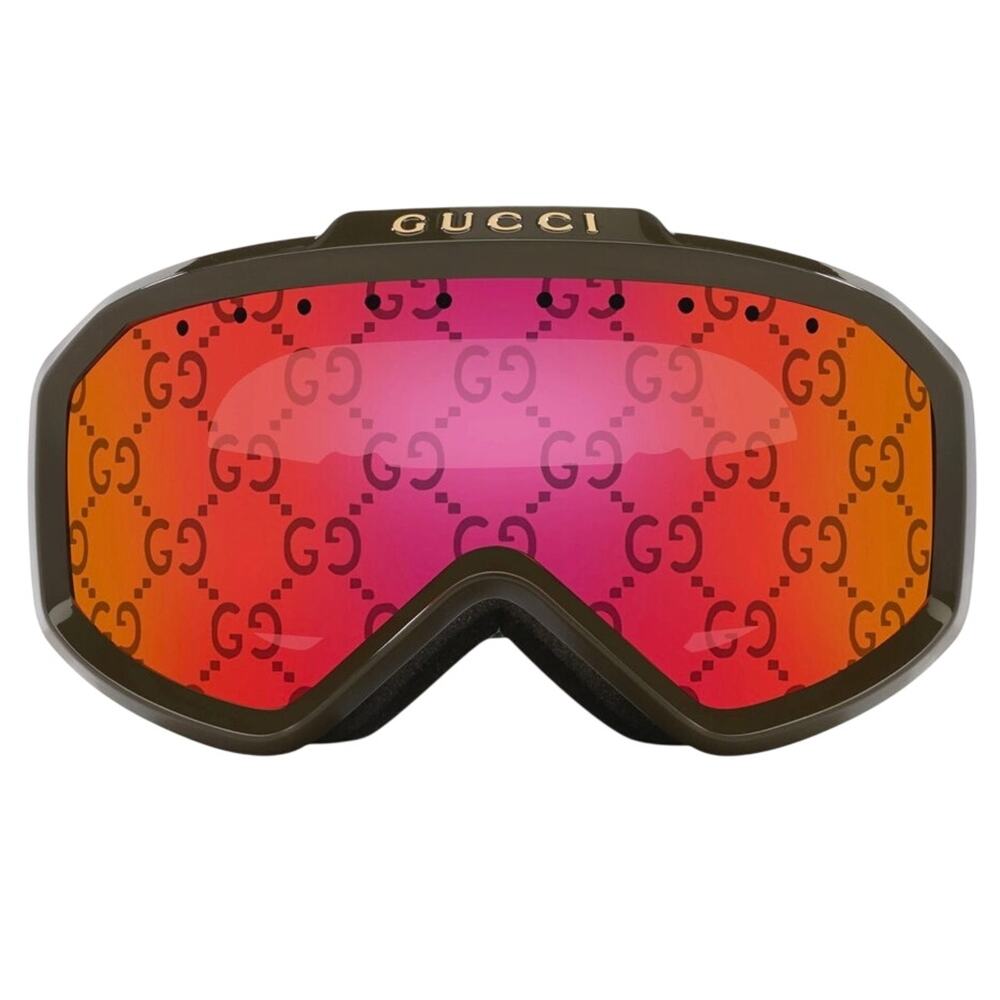 GUCCI LOGO PRINT SKI/ SNOWBOARDING GOGGLES NWT GREEN /ORANGE